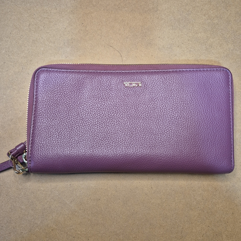 Tumi Purple Leather Clutch Wallet